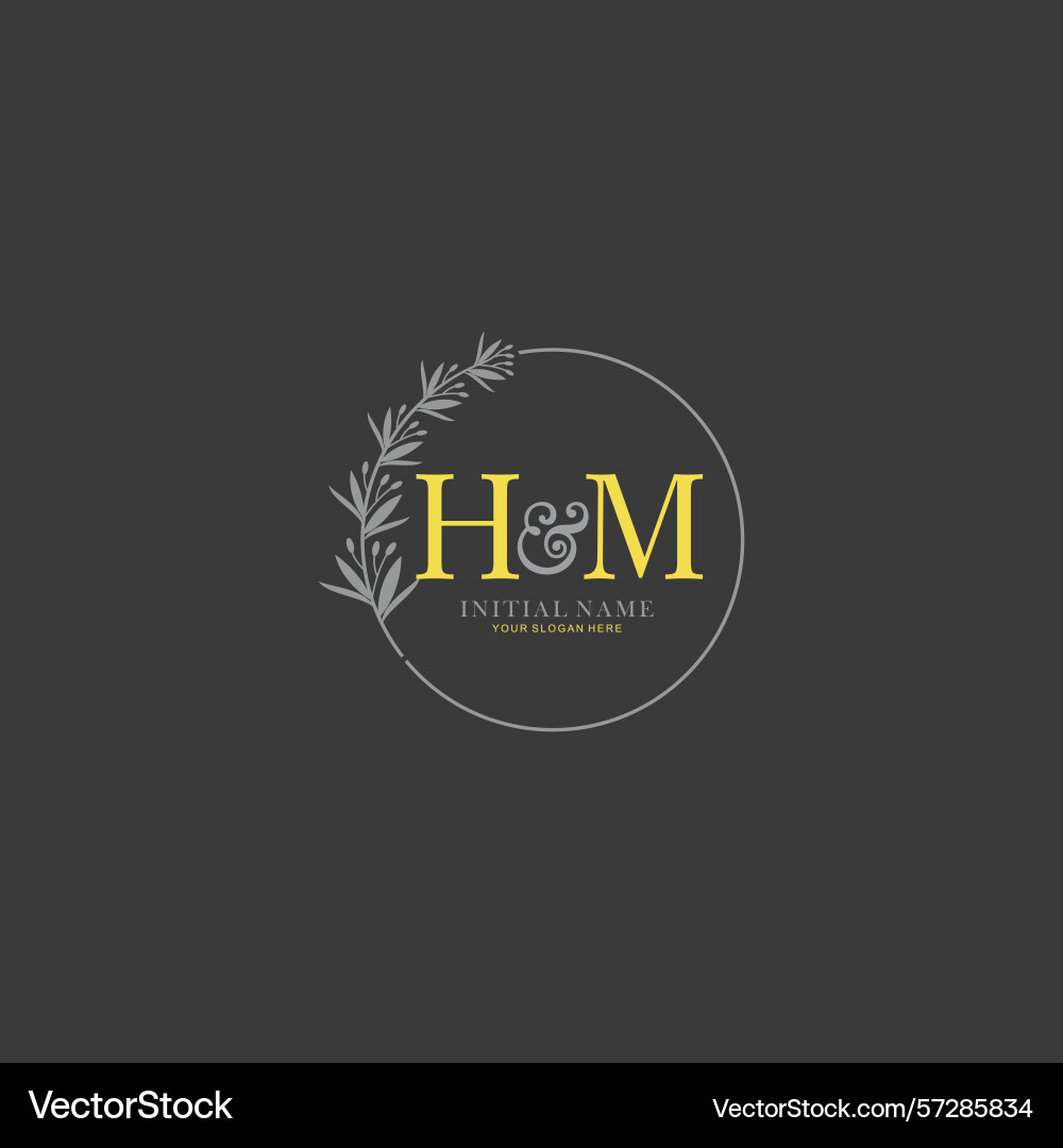 Hm initial logo templates with botanical elements Hm initial logo templates with botanical elements Vector Image