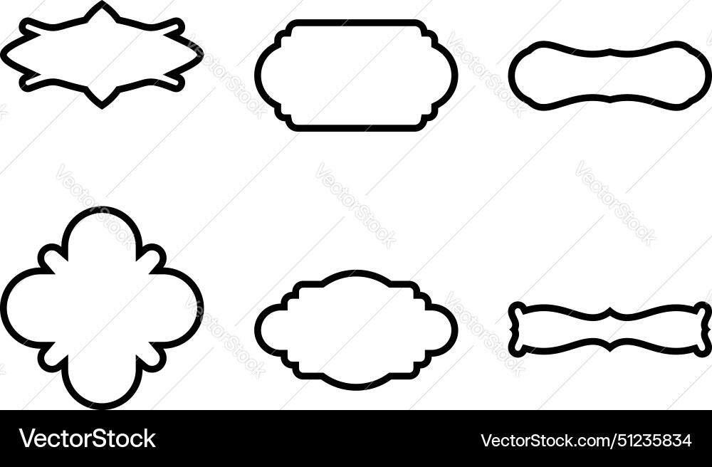 Label frame shape line pictogram symbol visual set Vector Image