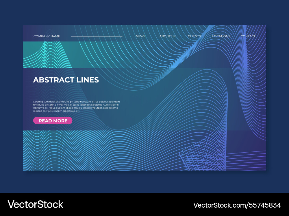 Landing page template with abstract shapes vector image
