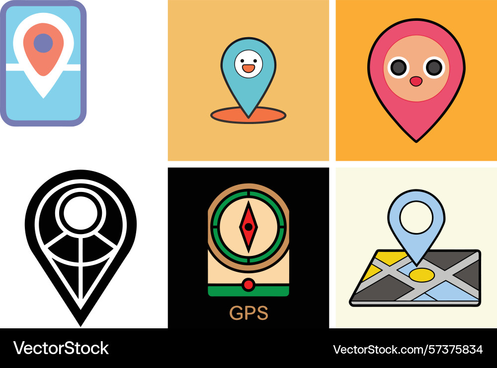 Minimalist gps icon set - navigation location vector image