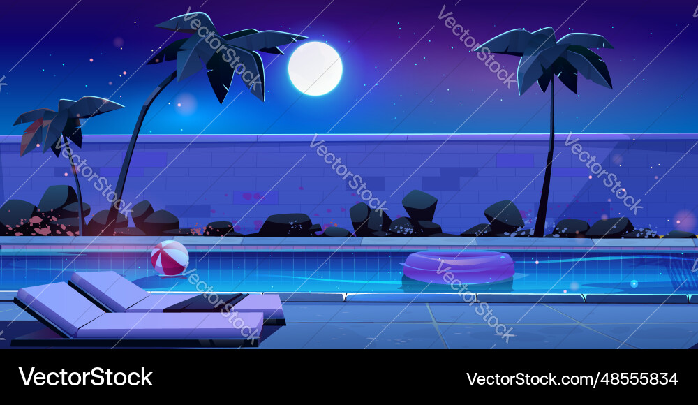 Night swimming pool at tropical summer resort Night swimming pool at tropical summer resort vector image