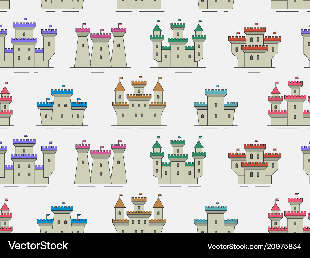 Seamless pattern with colorful castles and fortres vector image