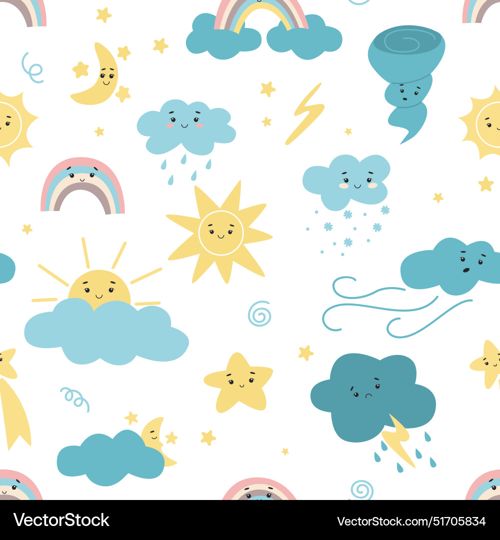 Seamless pattern with various weather conditions vector image
