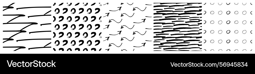 Set of seamless patterns with scribble smears Set of seamless patterns with scribble smears vector image