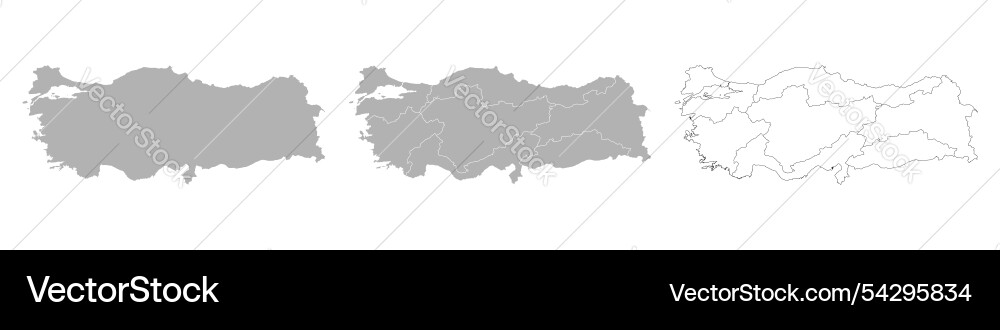 Set of turkyie maps with main map and regional Vector Image