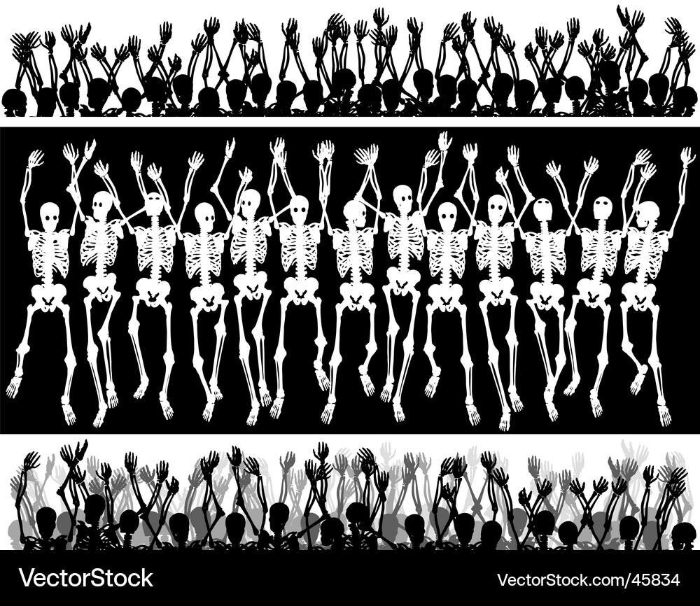 Silhouetted Skeleton Crowd Vector Image