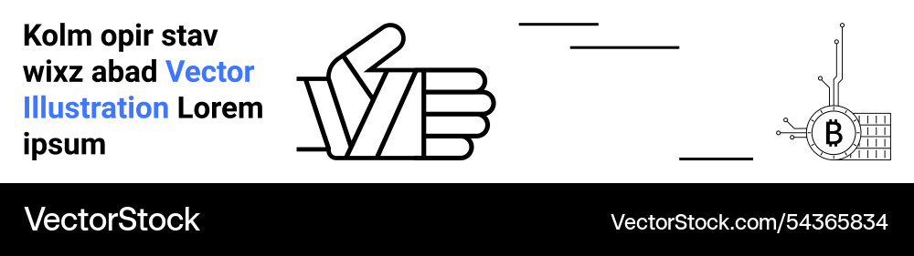 Simplistic thumbs up with bitcoin symbol and text Simplistic thumbs up with bitcoin symbol and text vector image