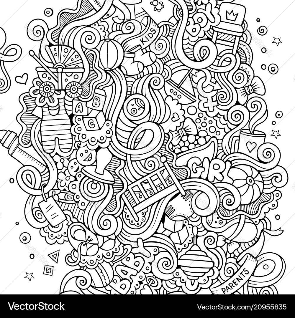 Cartoon cute doodles hand drawn baby Cartoon cute doodles hand drawn baby vector image
