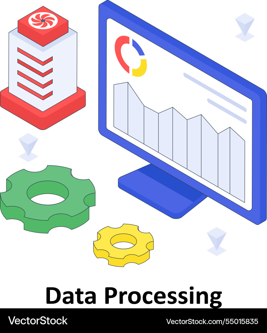 Data processing isometric colored ep Vector Image