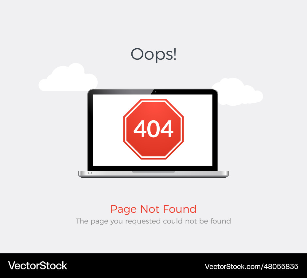 Error 404 page not found website web failure Error 404 page not found website web failure Vector Image