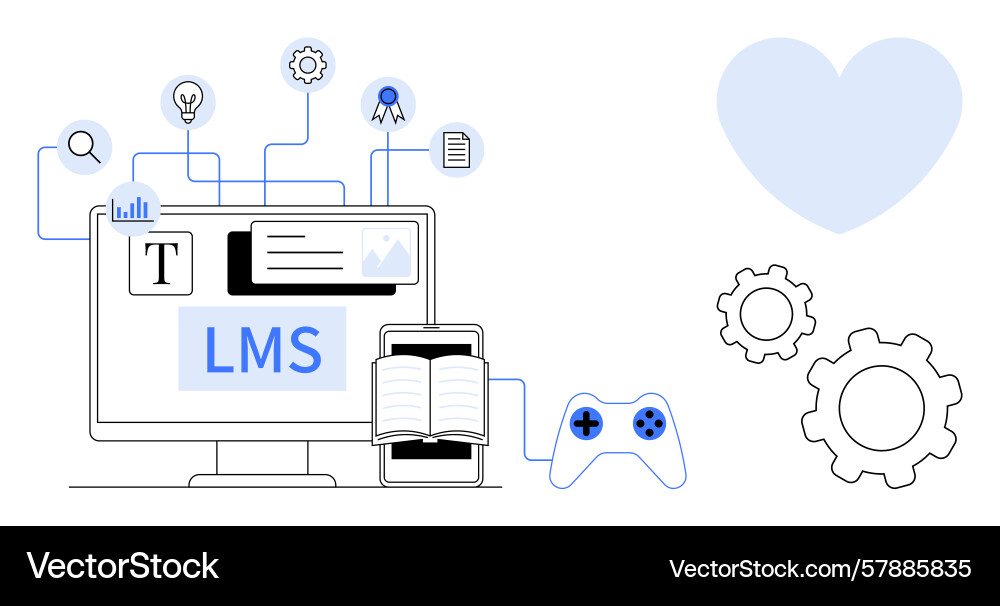 Learning management system interface with content Learning management system interface with content Vector Image