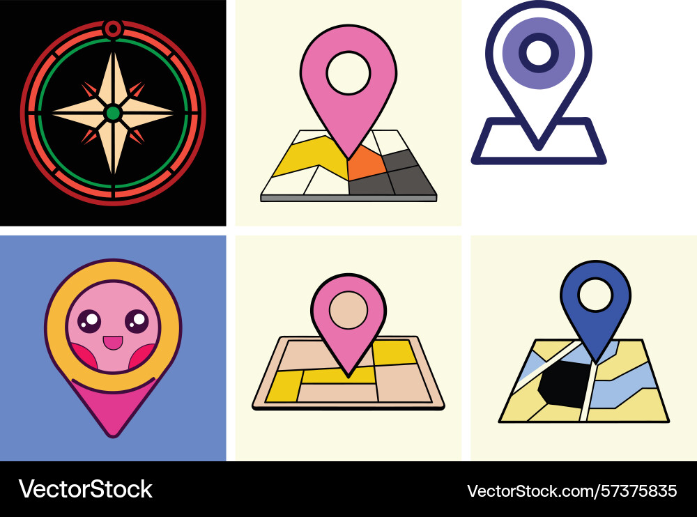Minimalist gps icon set - navigation location vector image