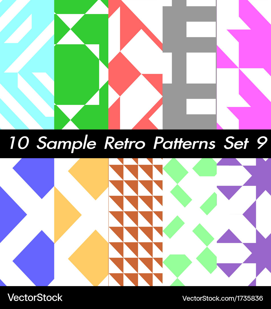 10 retro patterns textures set 9 Vector Image