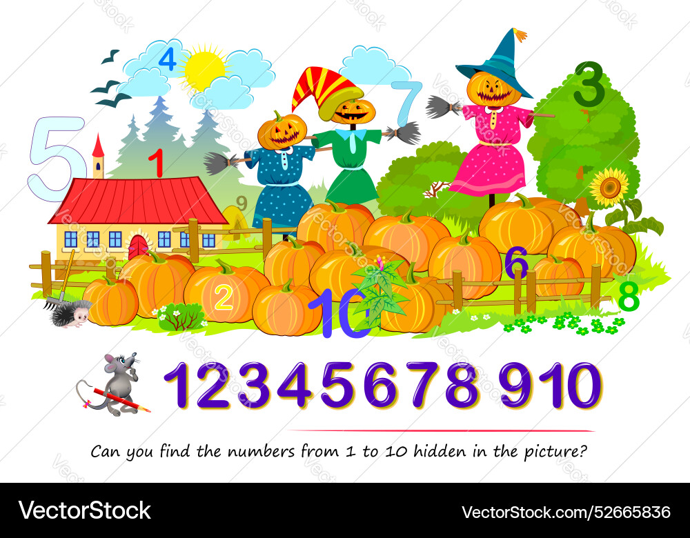 Can you find the numbers from 1 to 10 hidden Can you find the numbers from 1 to 10 hidden vector image