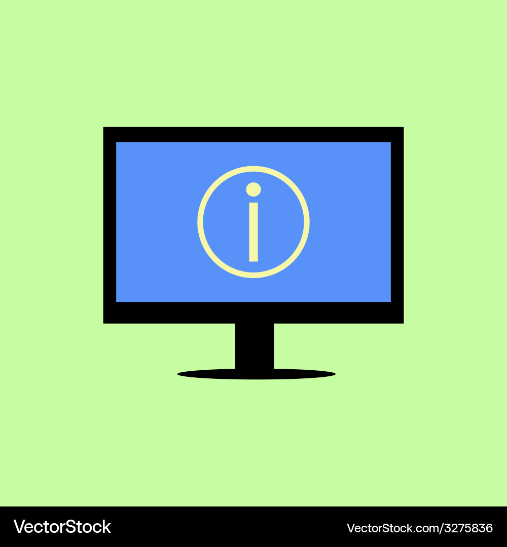 Flat style computer with info sign vector image