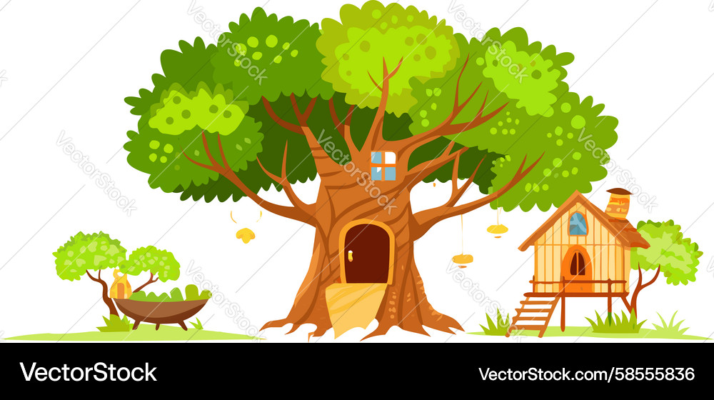 Rustic Treehouse in Forest Vector Image