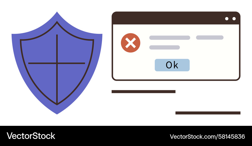 Shield Icon with Error Message Vector Image
