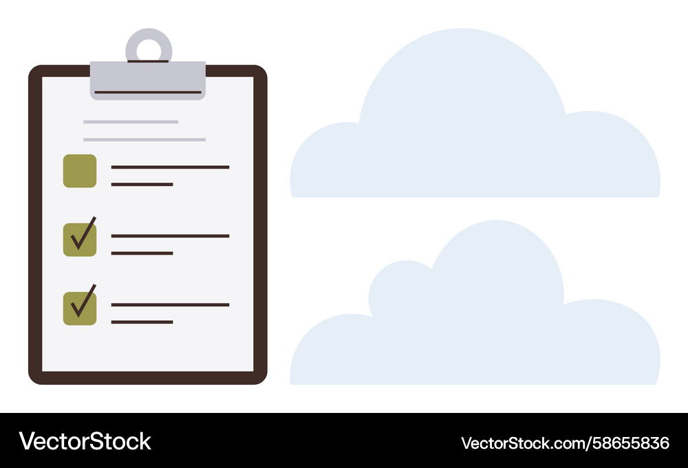 Task checklist on clipboard with cloud icons Task checklist on clipboard with cloud icons Vector Image
