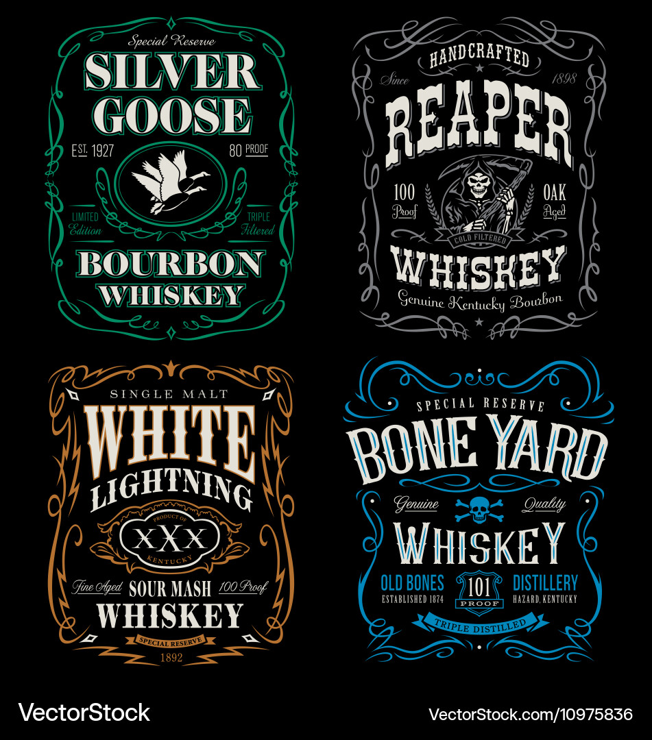 Vintage Whiskey Label Set Vector Image
