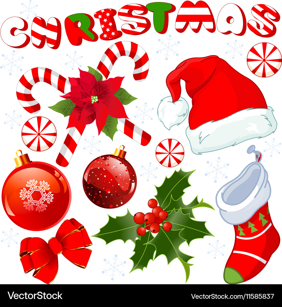 Christmas Objects Collection Vector Image