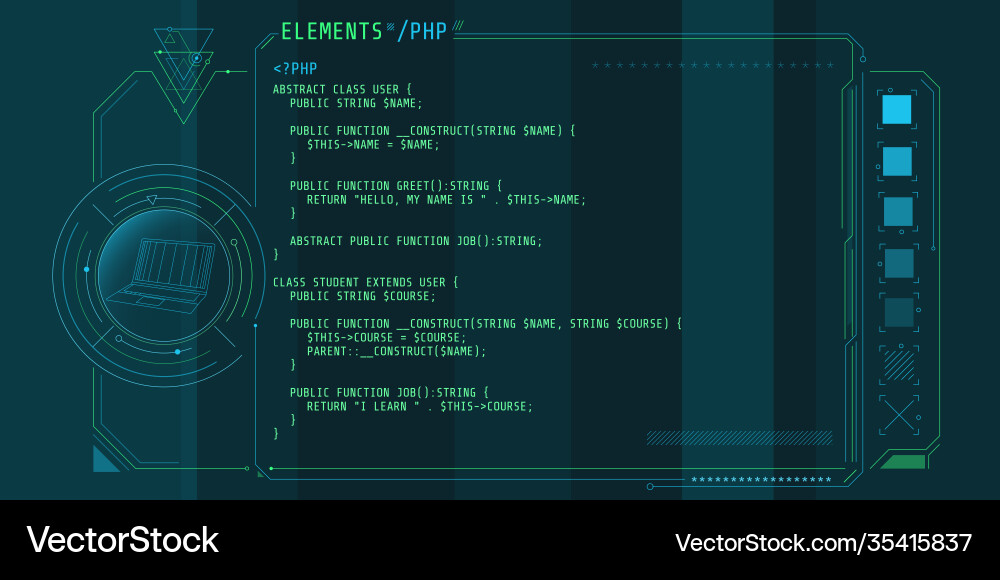 Hud interface elements with part code php Hud interface elements with part code php Vector Image