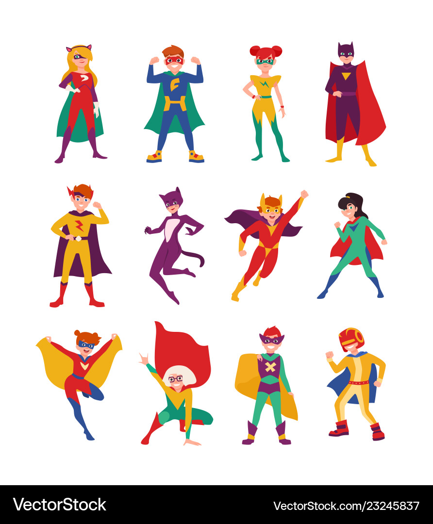 Kinder Superhero Bundle - Action Heroes Vektorbild