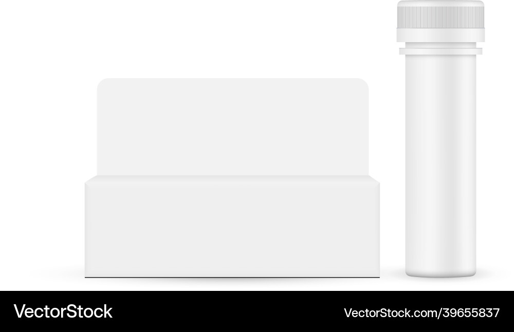 Plastic tube for effervescent tablets with box vector image