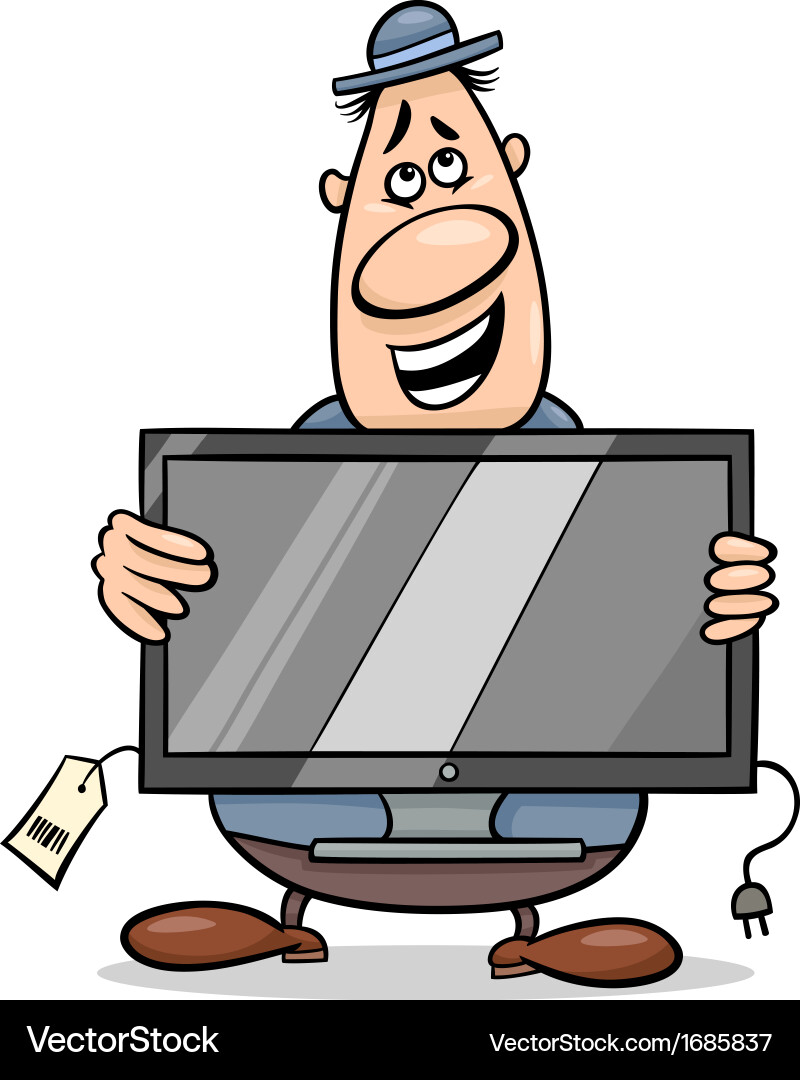 Salesman with television set cartoon Vector Image