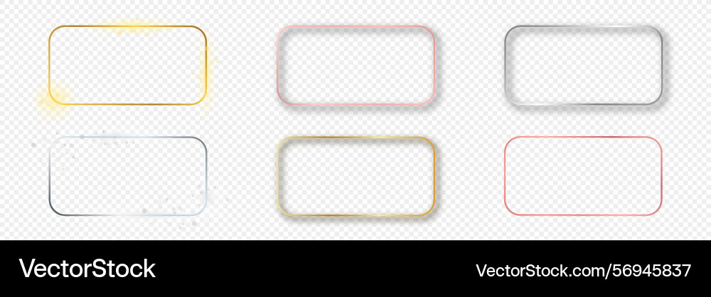 Set of six rounded rectangular frames Set of six rounded rectangular frames vector image