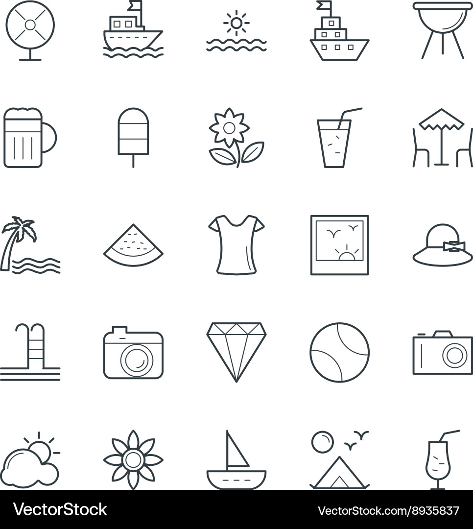 Summer cool icons 1 vector image
