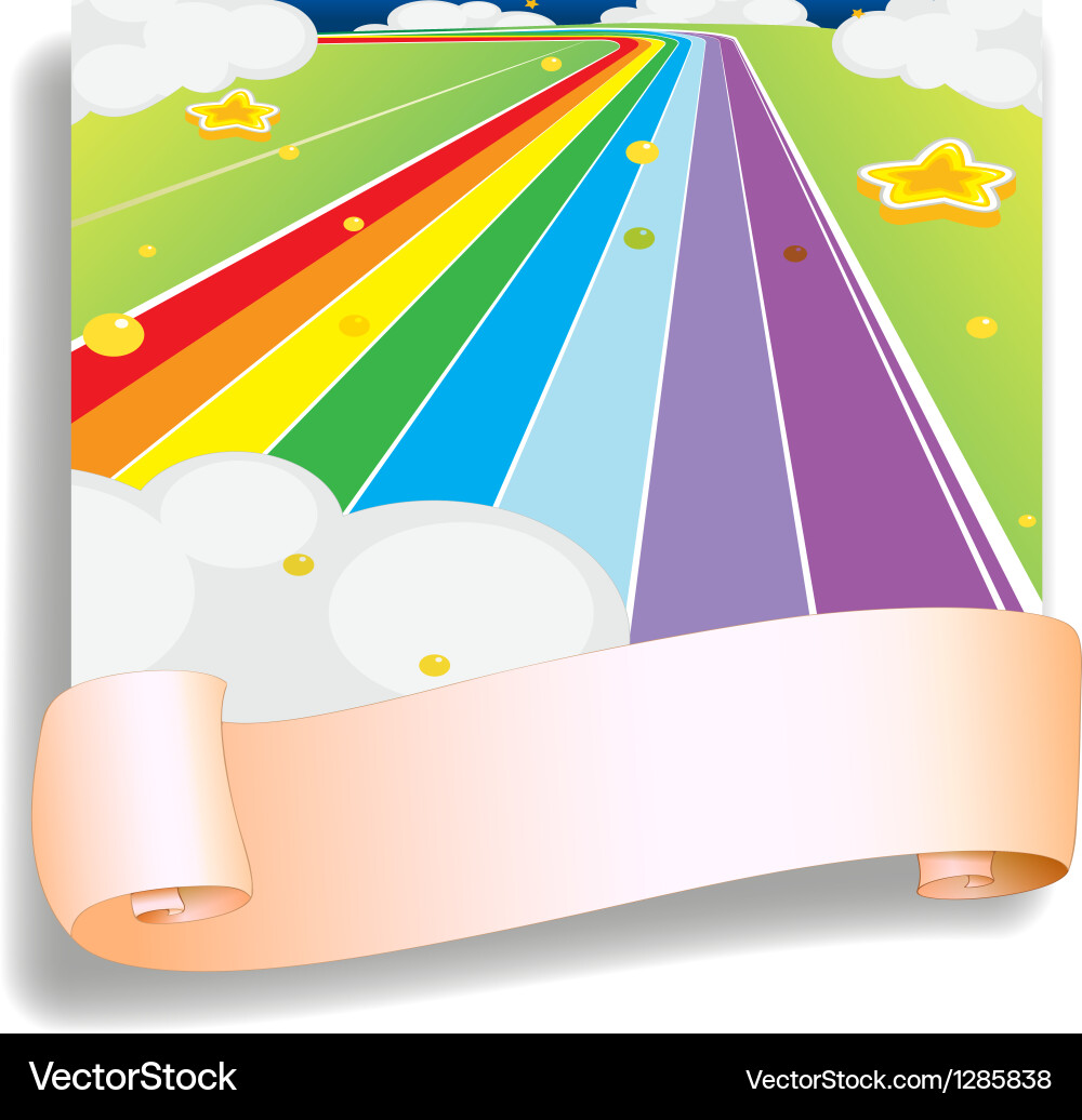 An empty template in front of the colorful road Vector Image