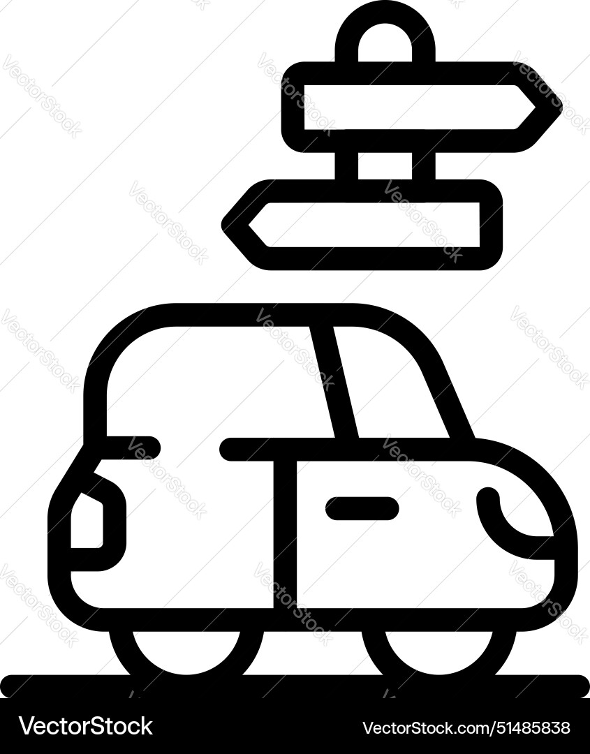 Anfahrt Schild über Auto-Symbol Anfahrt Schild über Auto-Symbol vektorbild