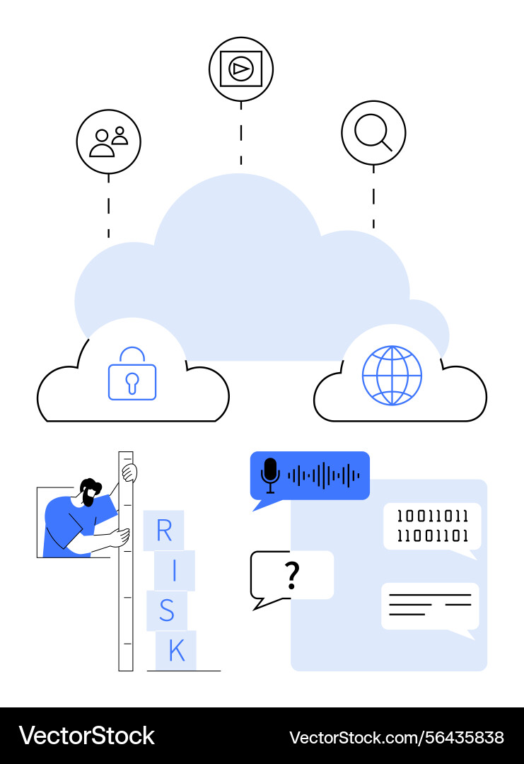 Cloud technology with data security communication Vector Image
