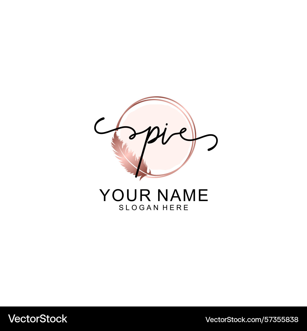 Handwritten pi initial logo with circle Vector Image