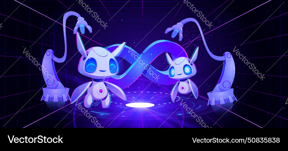 Neon AI Robot & Automation Tech vector image