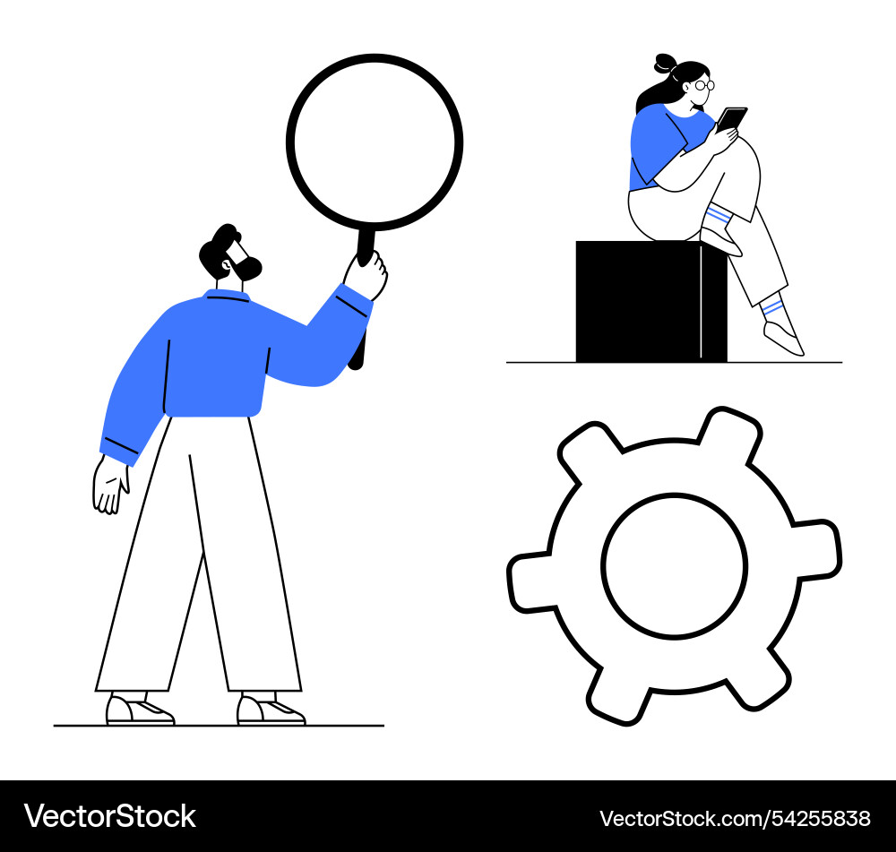 People analyzing data and exploring solutions vector image