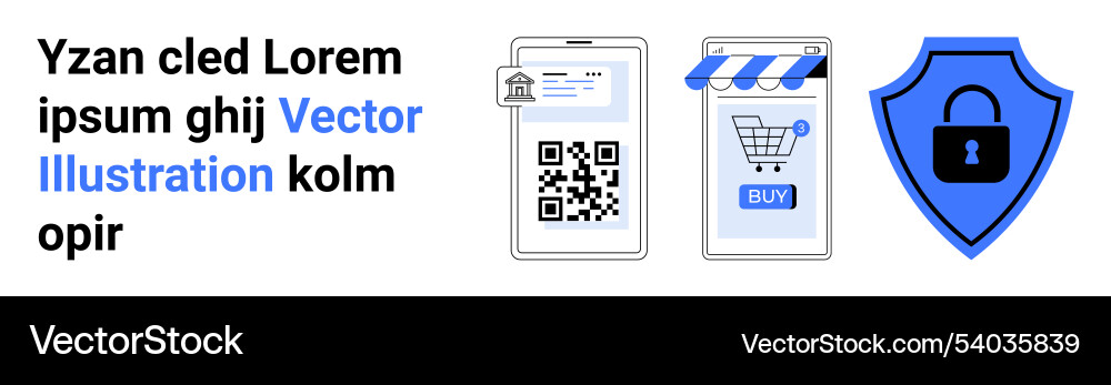 Digital security and e-commerce with qr code Vector Image
