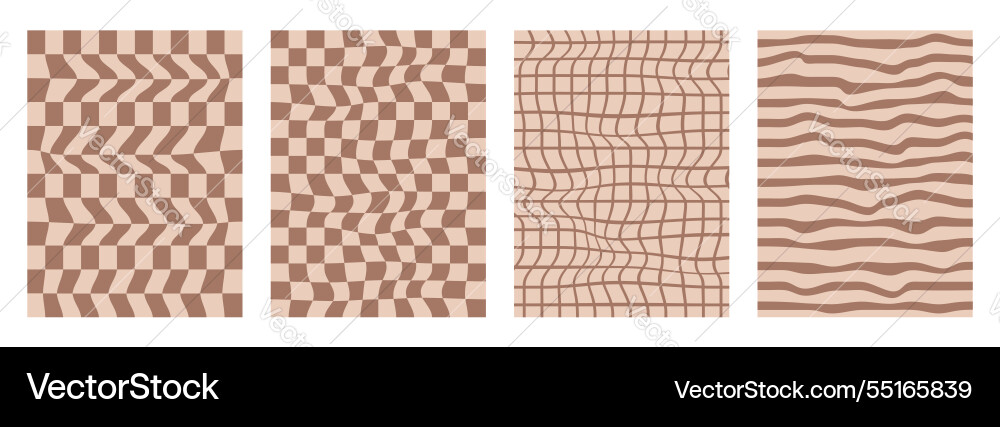 Groovy checkerboard pattern set psychedelic vector image