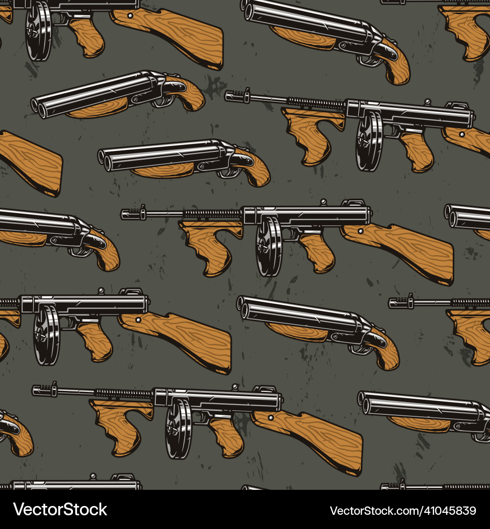 Machine gun colorful seamless pattern Machine gun colorful seamless pattern vector image
