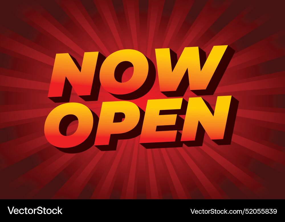 Now open text effect in 3d style with good colors Vector Image