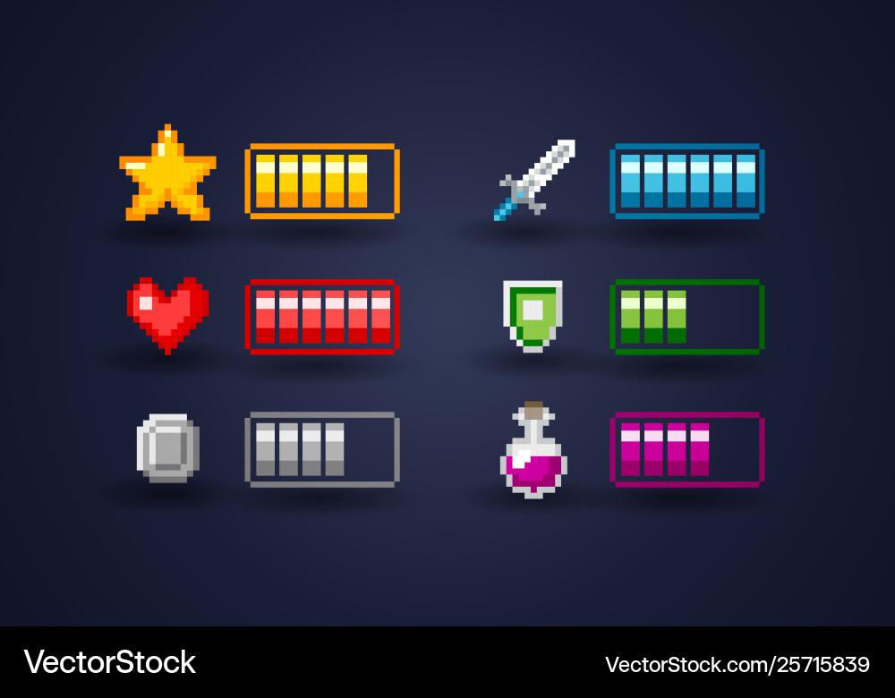 Pixel Art Game Icon Set - Interface vector image