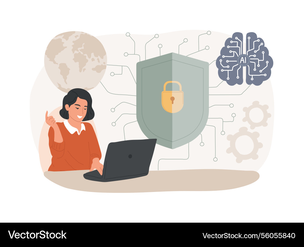Ai-powered network security abstract concept Ai-powered network security abstract concept vector image