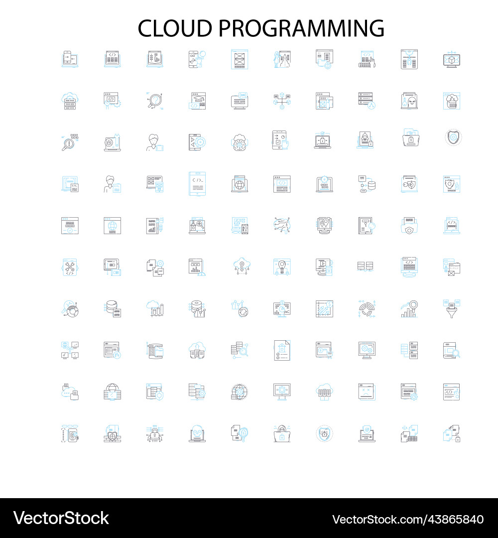 Cloud Programming Icons - Outline Set vector image
