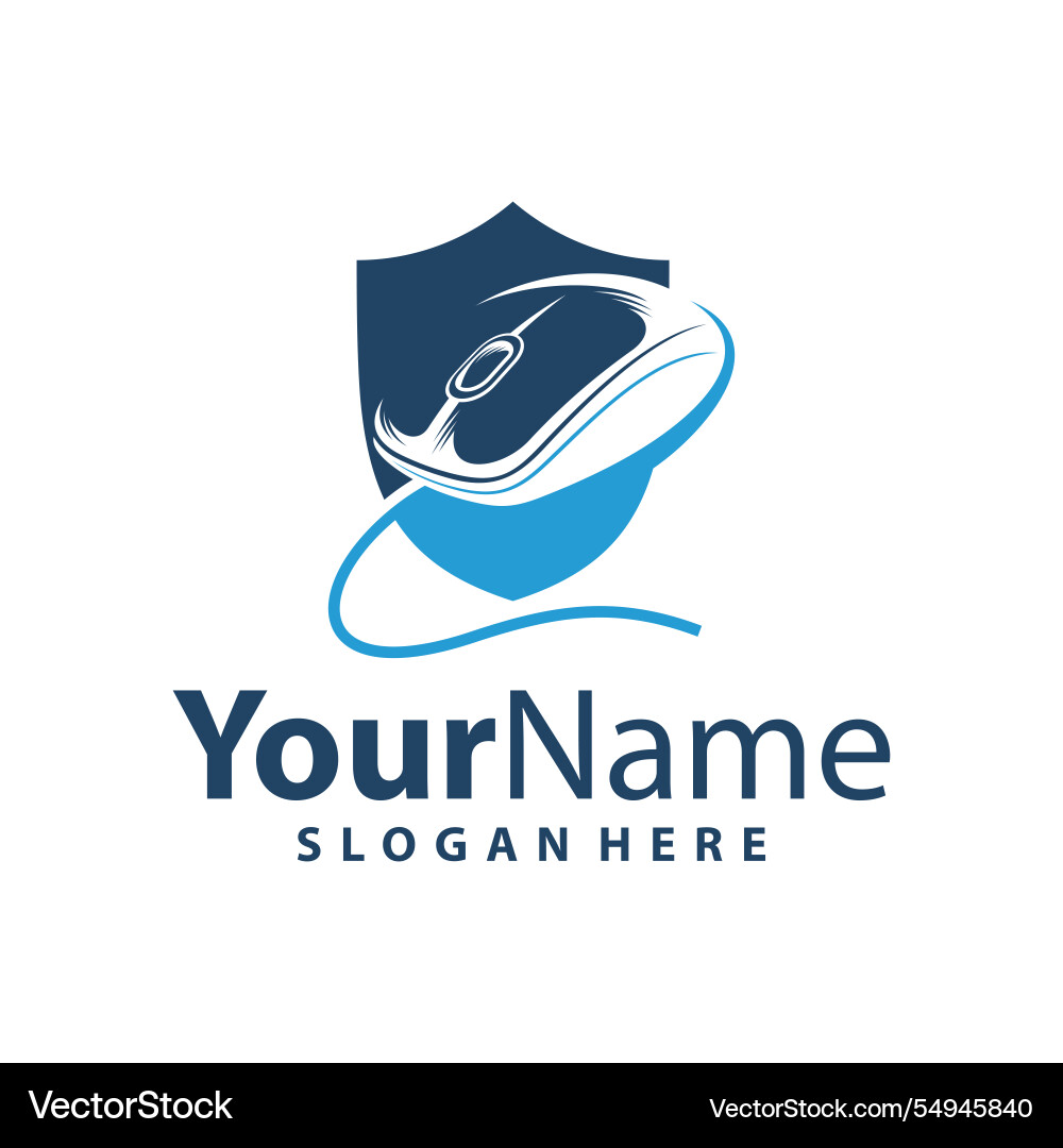 Computer mouse with shield logo design Computer mouse with shield logo design vector image