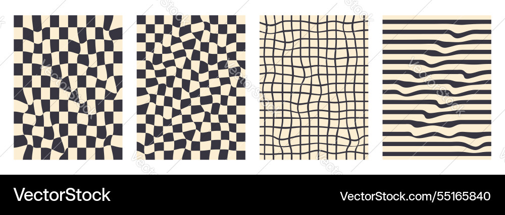 Groovy checkerboard pattern set psychedelic Groovy checkerboard pattern set psychedelic Vector Image