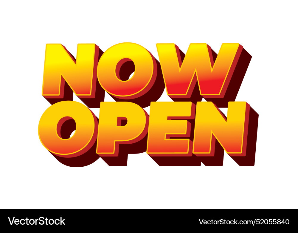 Now open text effect in 3d style with good colors Vector Image
