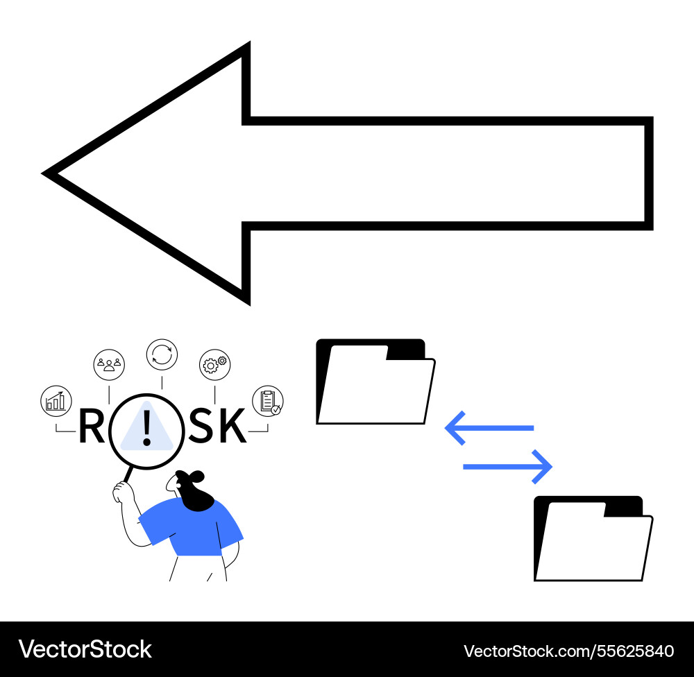 Risk analysis and file sharing with left arrow Risk analysis and file sharing with left arrow vector image