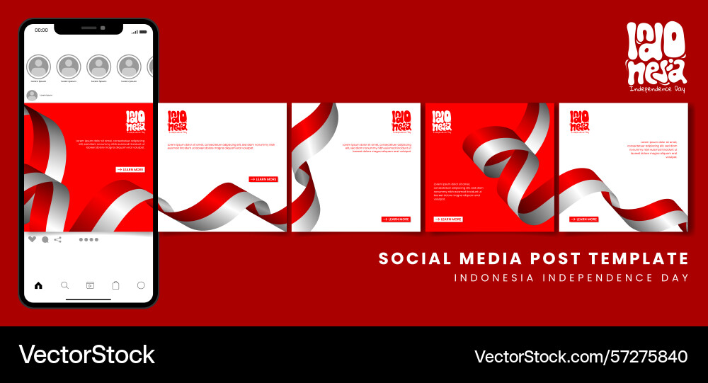 Set of carousel post design with realistic waving Vector Image