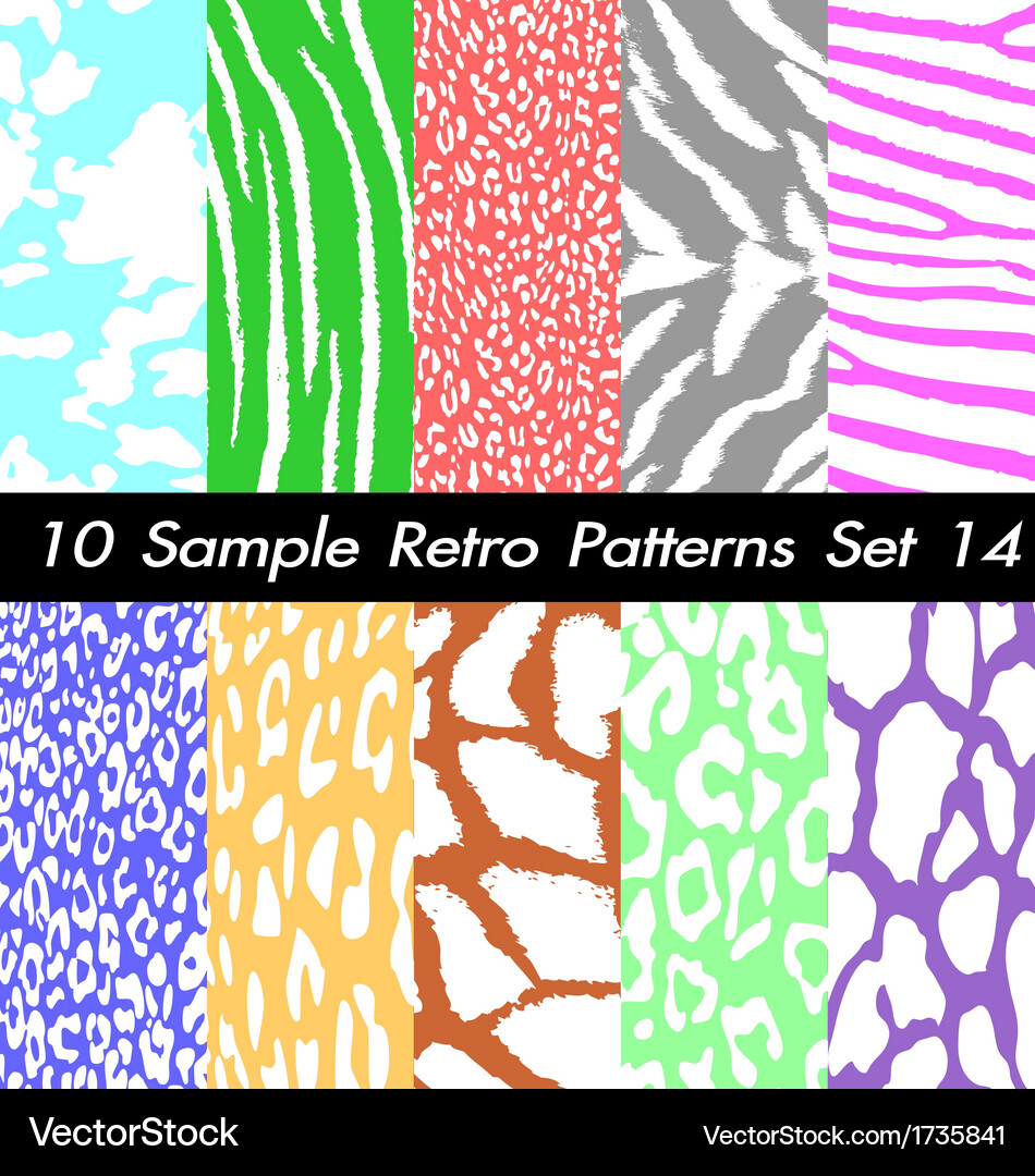 10 retro patterns textures set 14 Vector Image