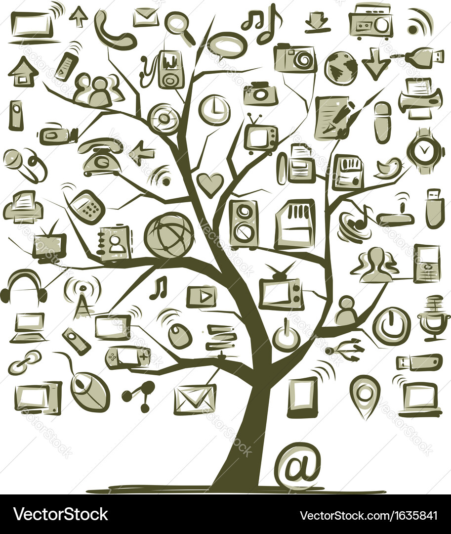 Art tree with it devices for your design Vector Image